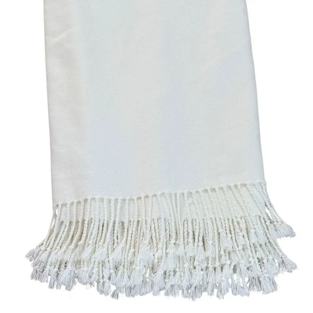 Threshold Soft Throw Blanket with Tassels in Sour Cream Home Decor Bedding.